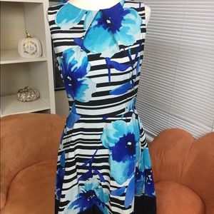 Black and white striped turquoise dress short